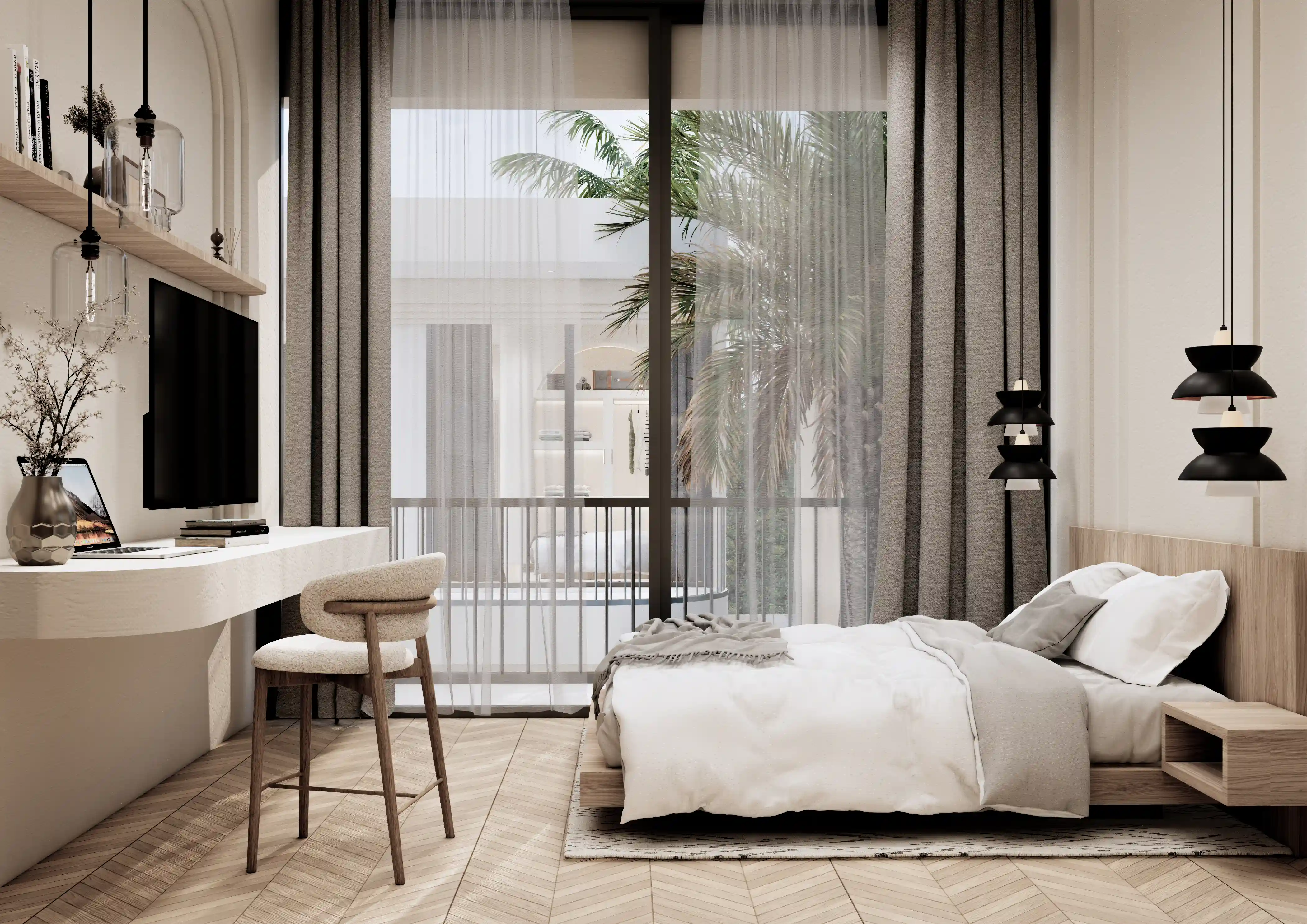 bedroom-with-media-wall-luxury-bali-villa