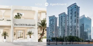 Comparison between a luxurious villa and an affordable apartment for real estate investment in Bali.