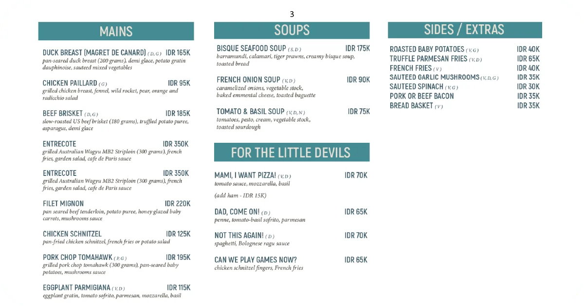Barbarossa Restaurant: An Honest Review of This Bali Gem 10 Menu page with mains, soups, sides, and kids options
