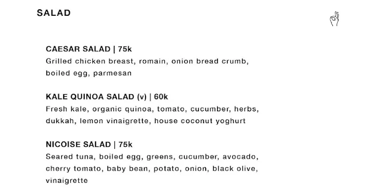Salad menu Caesar, kale quinoa, and niçoise with seared tuna