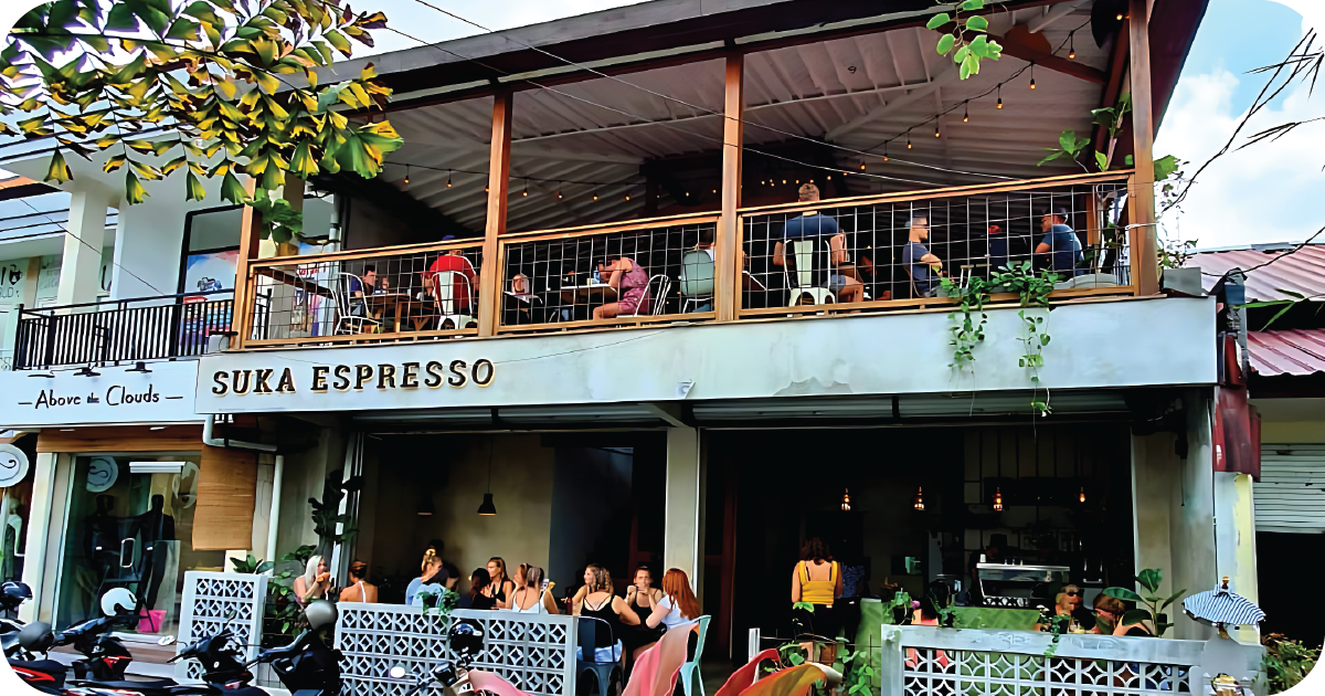Suka Espresso streetfront café with upstairs terrace seating