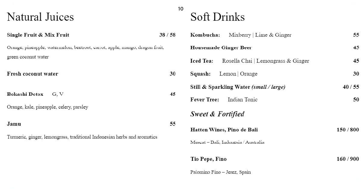 10. Natural juices, fresh coconut water, kombucha, and soft drinks