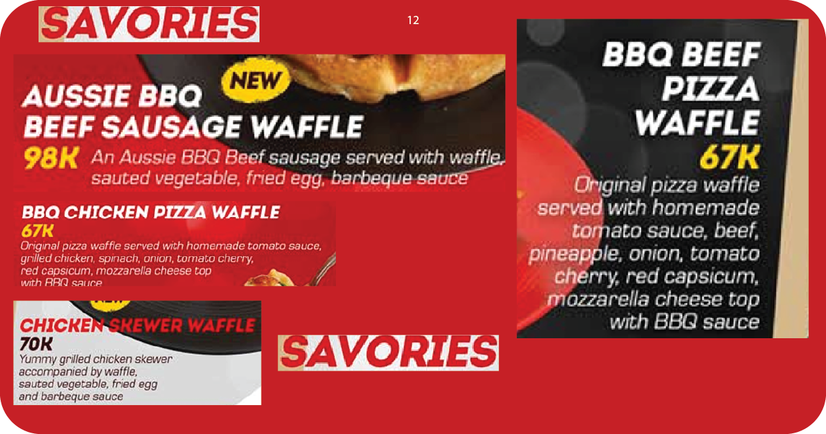 12. Aussie BBQ beef sausage waffle and BBQ pizza waffle options