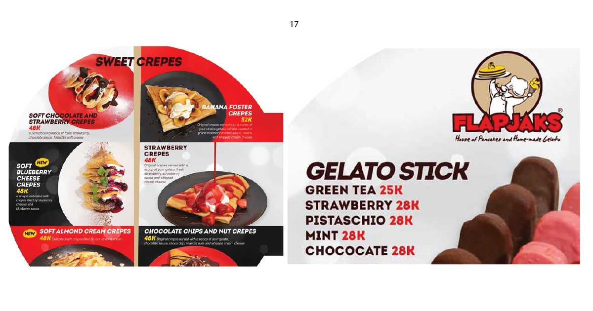 17. Flapjaks sweet crepes and gelato sticks menu with flavors