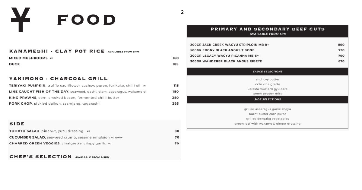 YUKI Japanese Restaurant Bar & Karaoke: Bali's Must-Visit Spot 9 2. Food menu featuring kamameshi, yakimono grill, and beef cuts