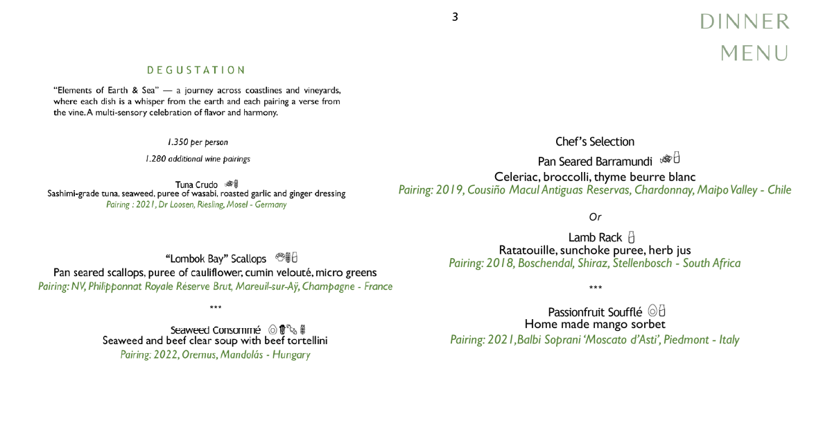 Cire Restaurant Alila Uluwatu: Is The View Worth The Price? 10 3. Degustation dinner menu with wine pairings, lamb rack, passionfruit soufflé