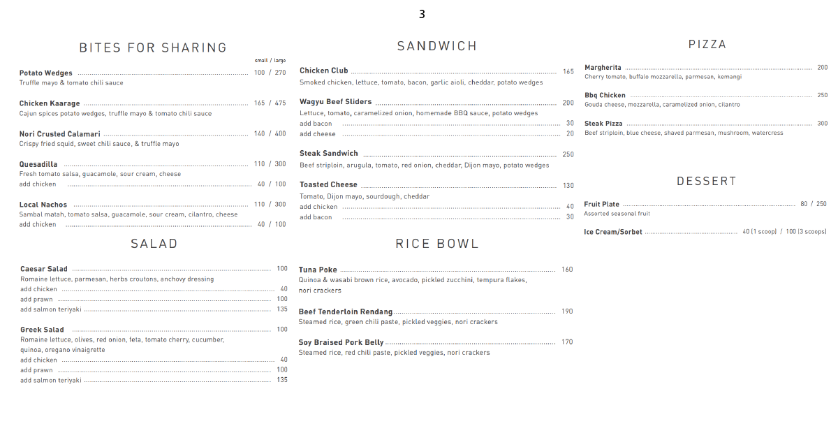 Savaya Bali Club: Worth the Hype? A Clifftop Review 10 3. Food menu featuring bites, sandwiches, pizzas, bowls, and desserts