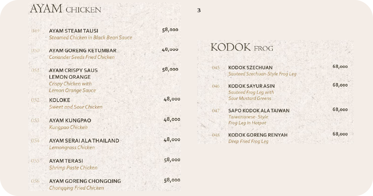 3.Chicken mains including kungpao_ separate Szechuan and fried frog legs