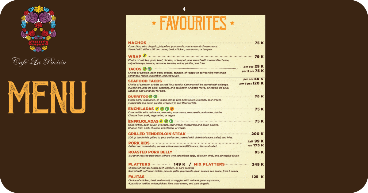 Cafe La Pasion Bali: Uluwatu's Hidden Gem? A Full Review 5 4. Café La Pasión favourites menu with nachos, tacos, pork ribs, fajitas