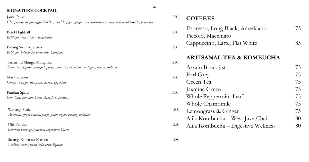 4. Signature cocktails, coffee, and artisanal tea and kombucha list