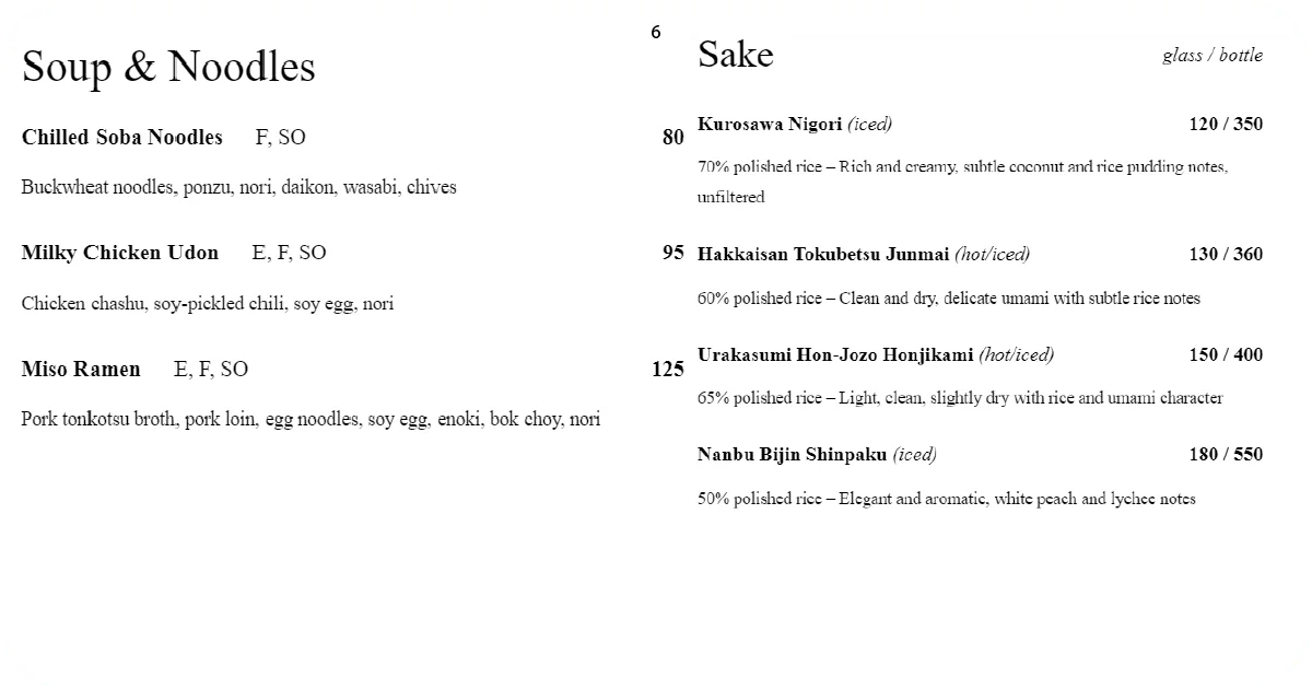 6. Soup and noodles with ramen, soba, udon_ curated sake list