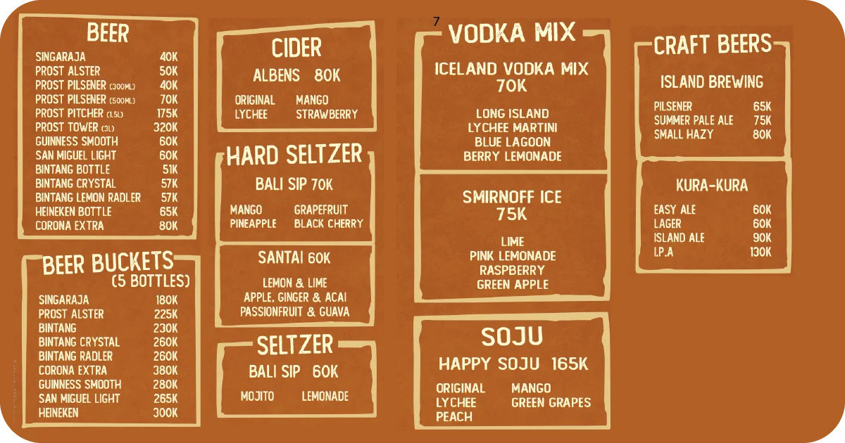 7. Beer, cider, hard seltzer, vodka mixes, craft beer, and soju