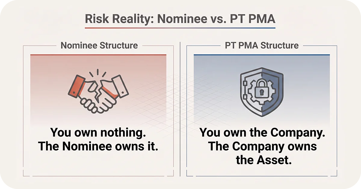 Comparison nominee structure risk versus secure PT PMA ownership