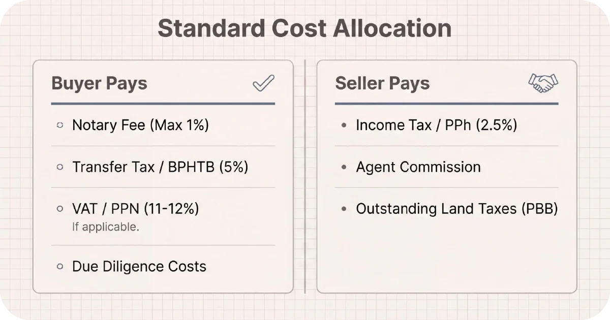 Cost allocation chart splitting buyer and seller responsibilities