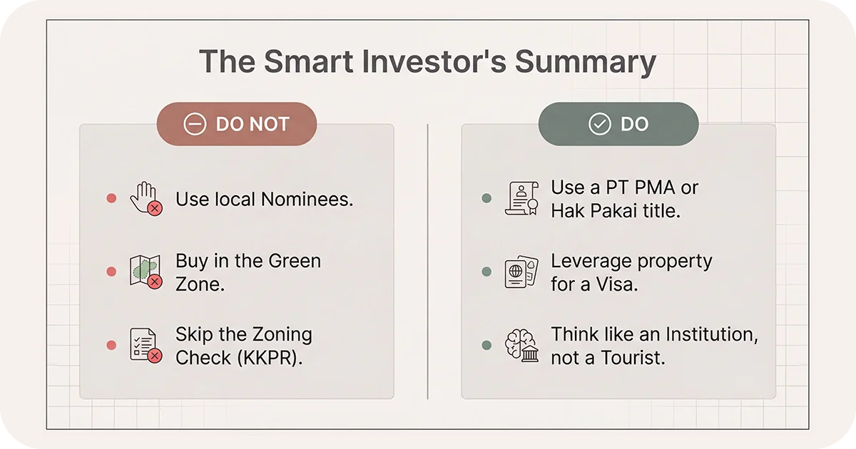 Do and Don’t summary advising titles, visas, and avoiding nominees