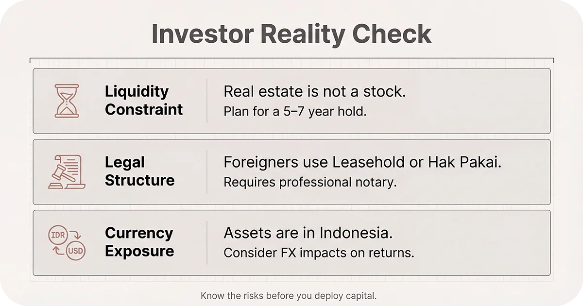 Investor reality check liquidity limits, legal structures, currency exposure