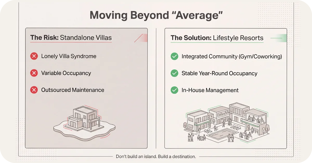 Risks of standalone villas vs benefits of lifestyle resort communities