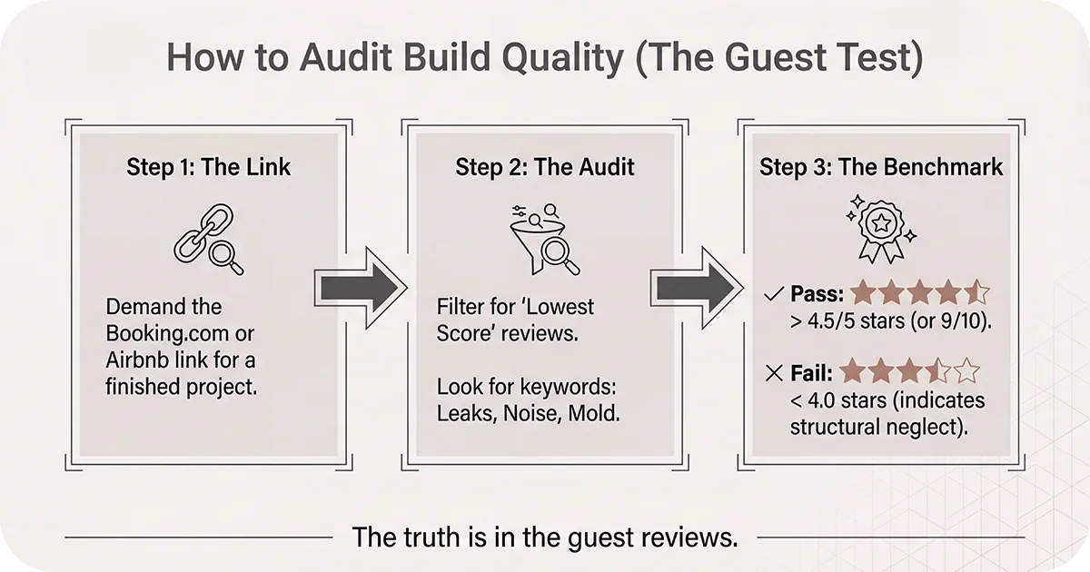 Three-step guide to auditing build quality using guest reviews