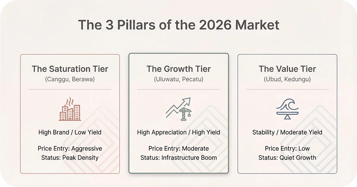 Three-tier market overview saturation, growth, and value regions